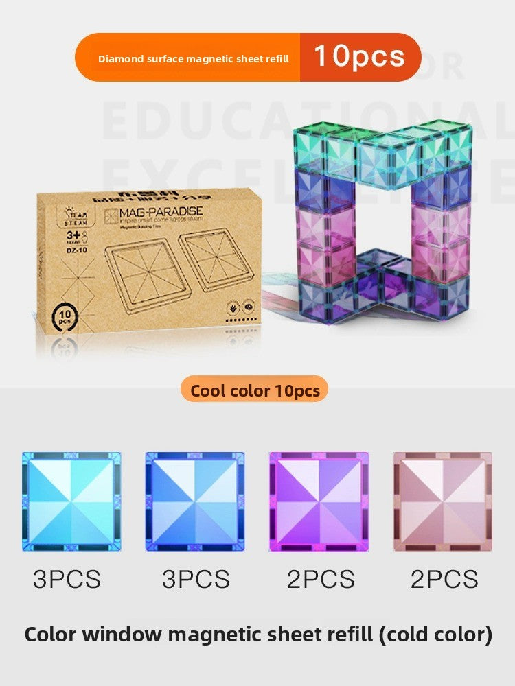 Diamond Surface Magnetic Tiles Stem  Building Block set Translucent Geometric 3D kits