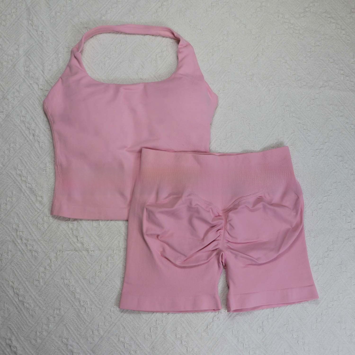Seamless Yoga Halter Vest and Shorts Set