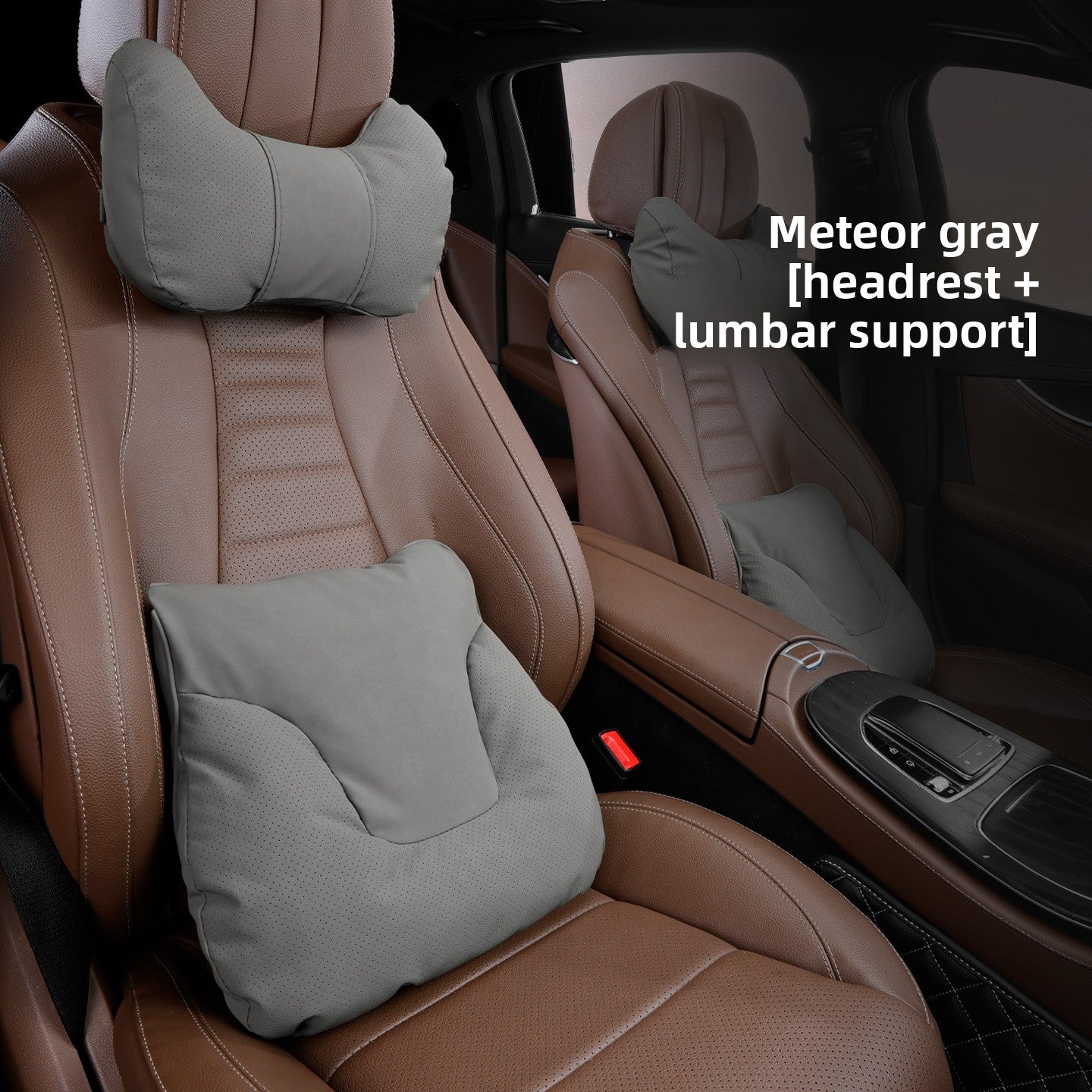 Car Headrest Neck Pillow and Lumbar Support Set