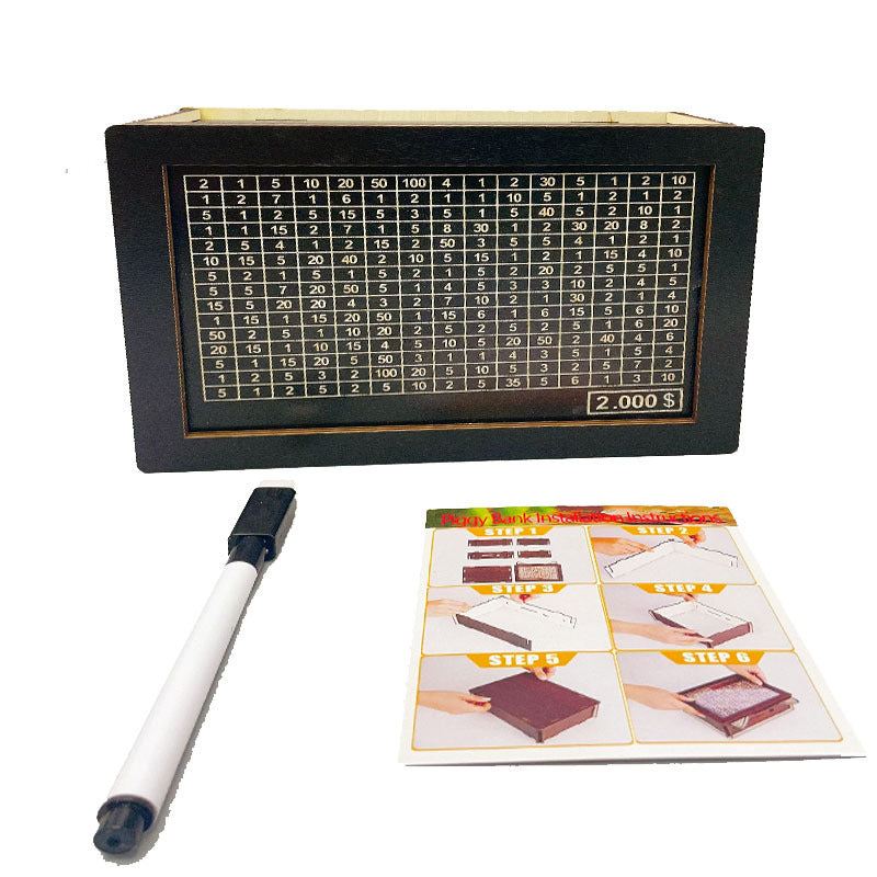 Wooden Money Box with Savings Counter