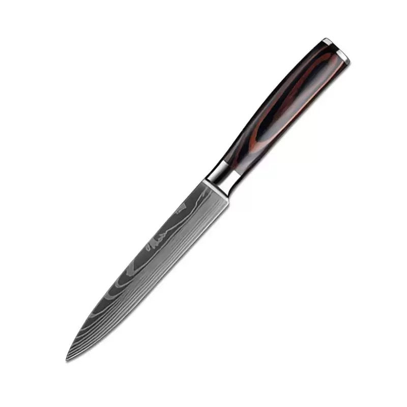 Japanese-Style Damascus Kitchen Knife Set | Professional Wood Handle Chef Knife Collection