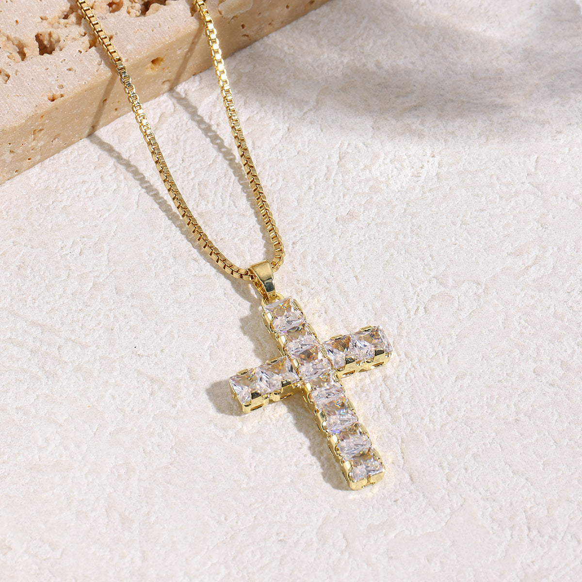 Zircon Cross Pendant Necklace