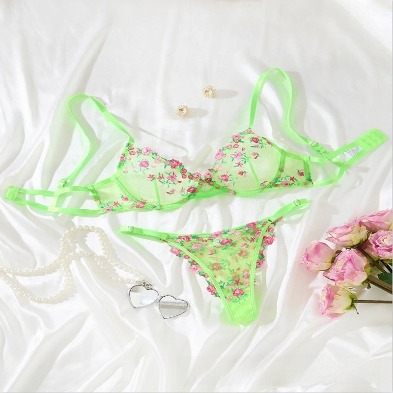 Lace Bra and Thong Set with Steel Support