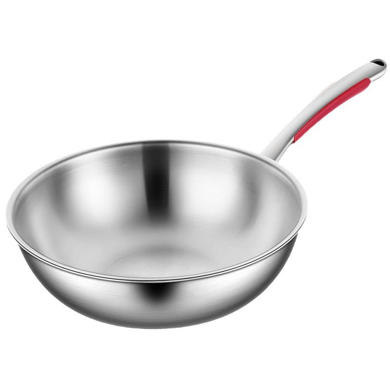 Premiun 316 Stainless Steel Cooking Wok | Multi-Layer Composite Base Stir-Fry Pan | Heavy-Duty 2kg Food-Grade Woke with Steamer Capability