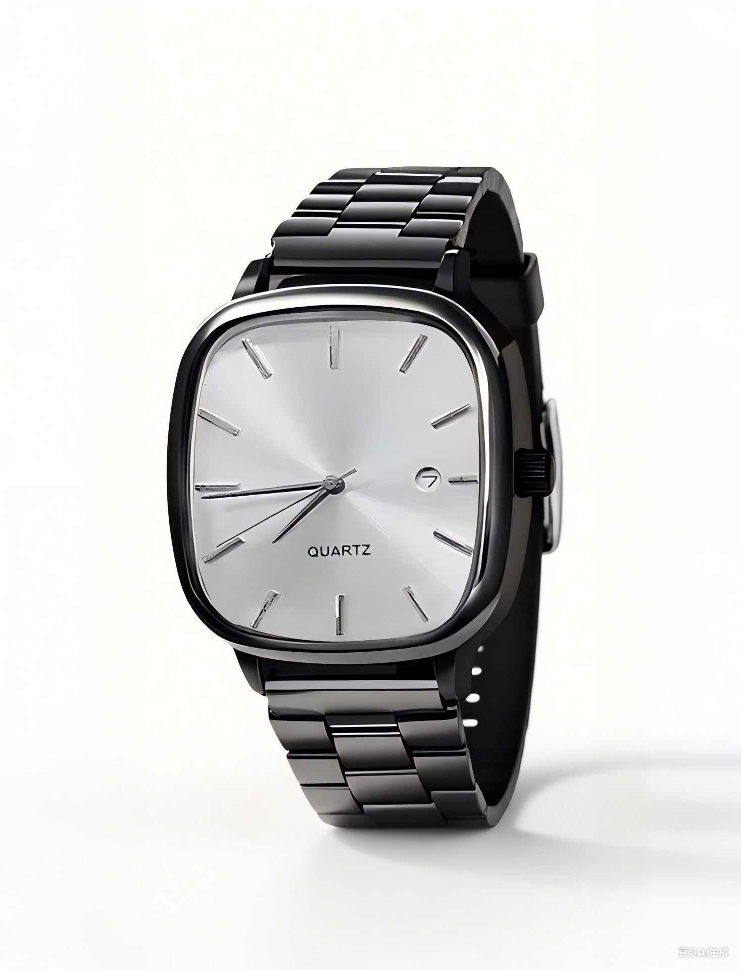 Square Quartz Watch with Stainless Steel Band