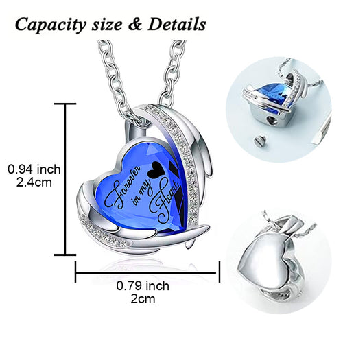 "The Eternal Heart Memorial – Elegant Stainless Steel Necklace with Diamond Embellishment"