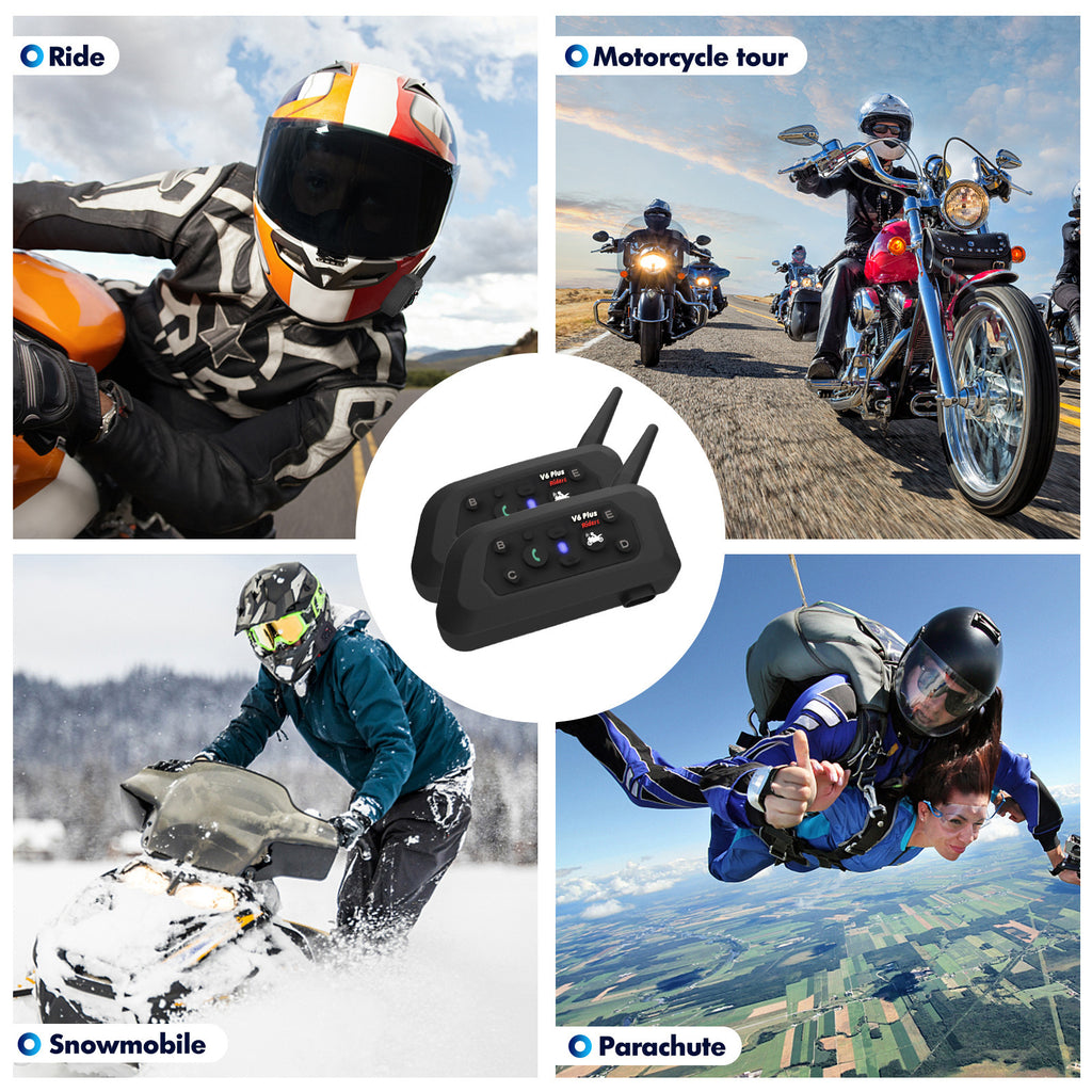 Motorcycle Helmet Bluetooth Headset V6Plus with Intercom