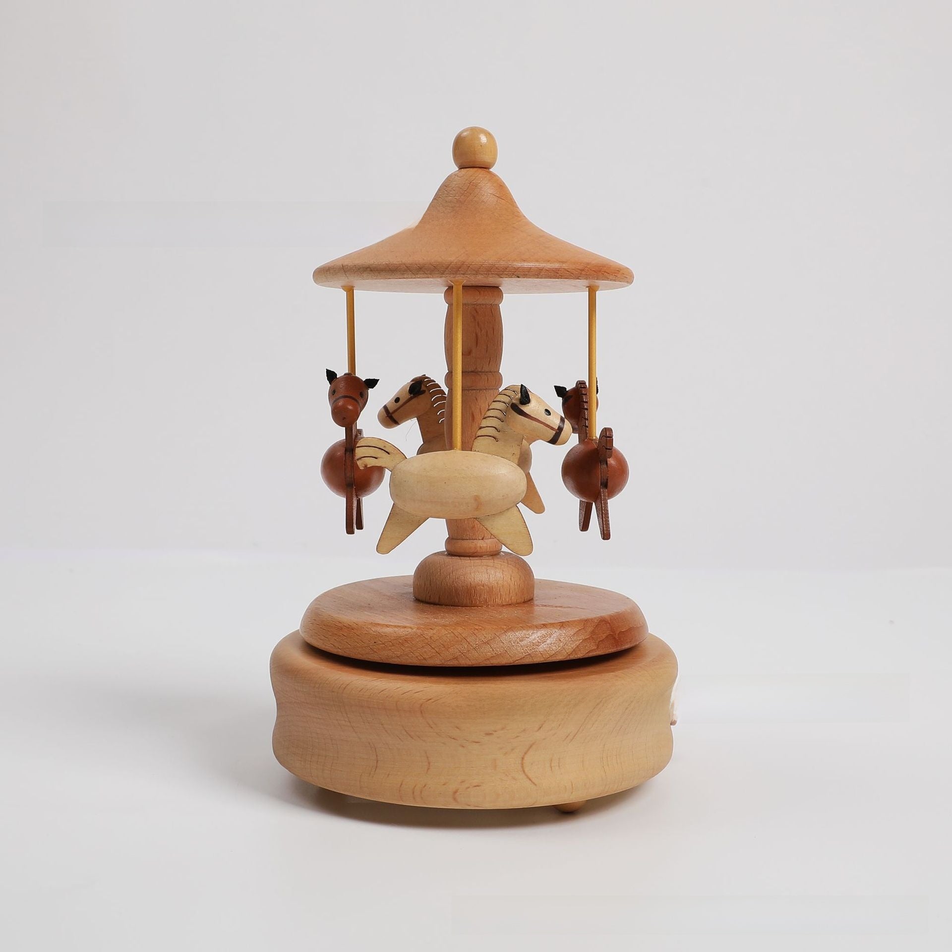 Wooden Carousel Music Box with Ballet Dancer