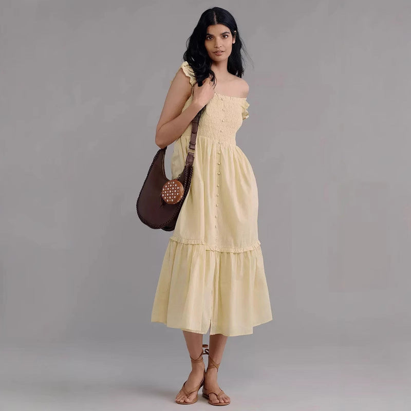 Women's Suspender A-Line Dress with Flying Sleeves