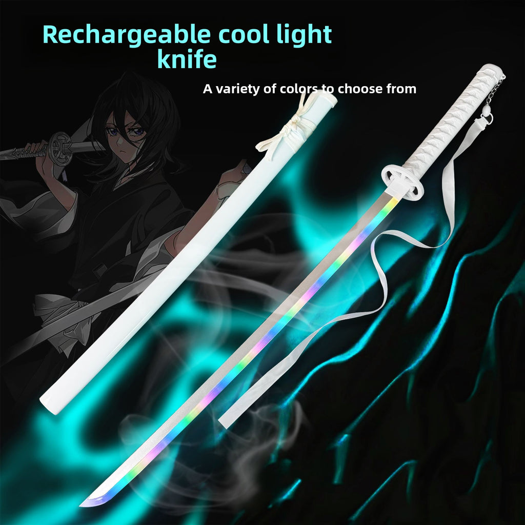 Collector-Grade Luminous Anime Cosplay Sword – Interactive Glowing Blade with Smoke-Style Gradient Sleeve, Dynamic Spinning Mechanism & Accessory Bundle