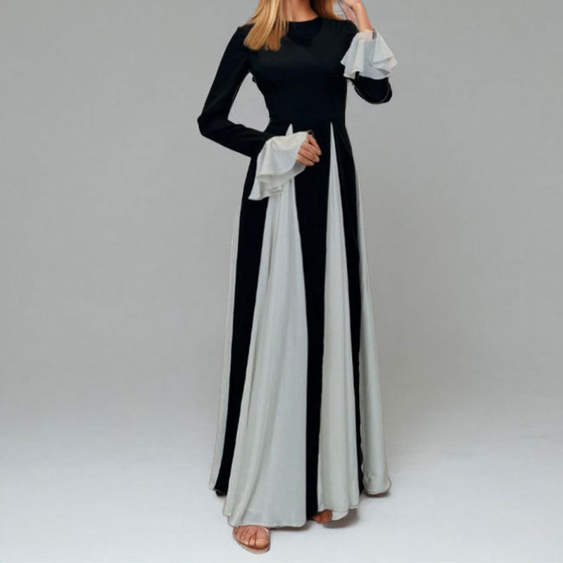 Sling Contrast Color Loose Swing Dress