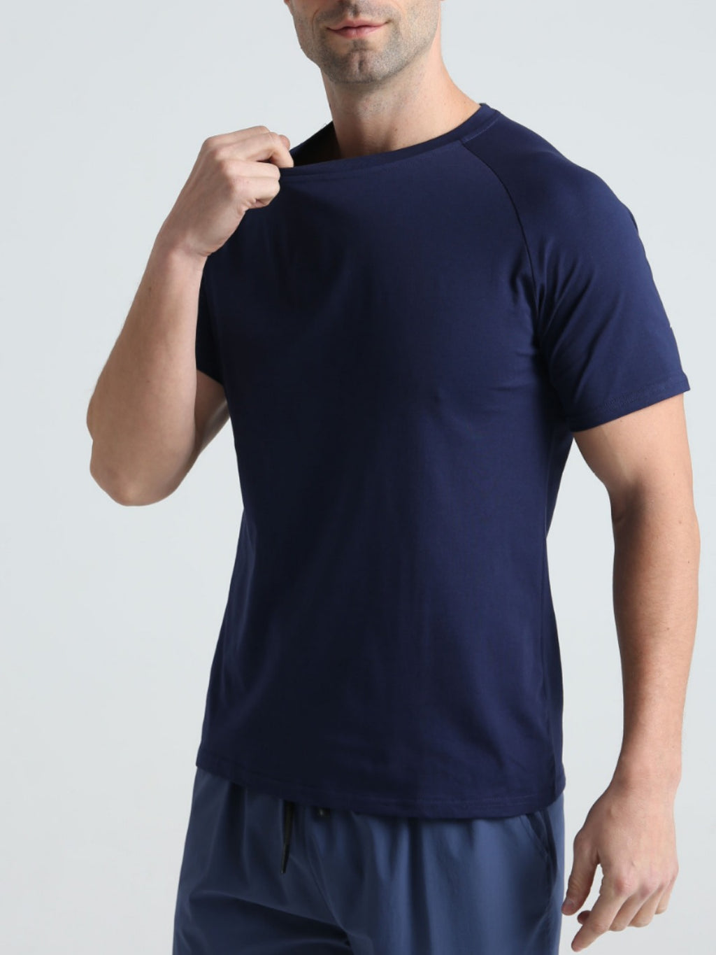 Summer Sports Fitness Short-sleeved Men's Crewneck Breathable Trendy Solid Color Casual Workout T-shirt Cotton