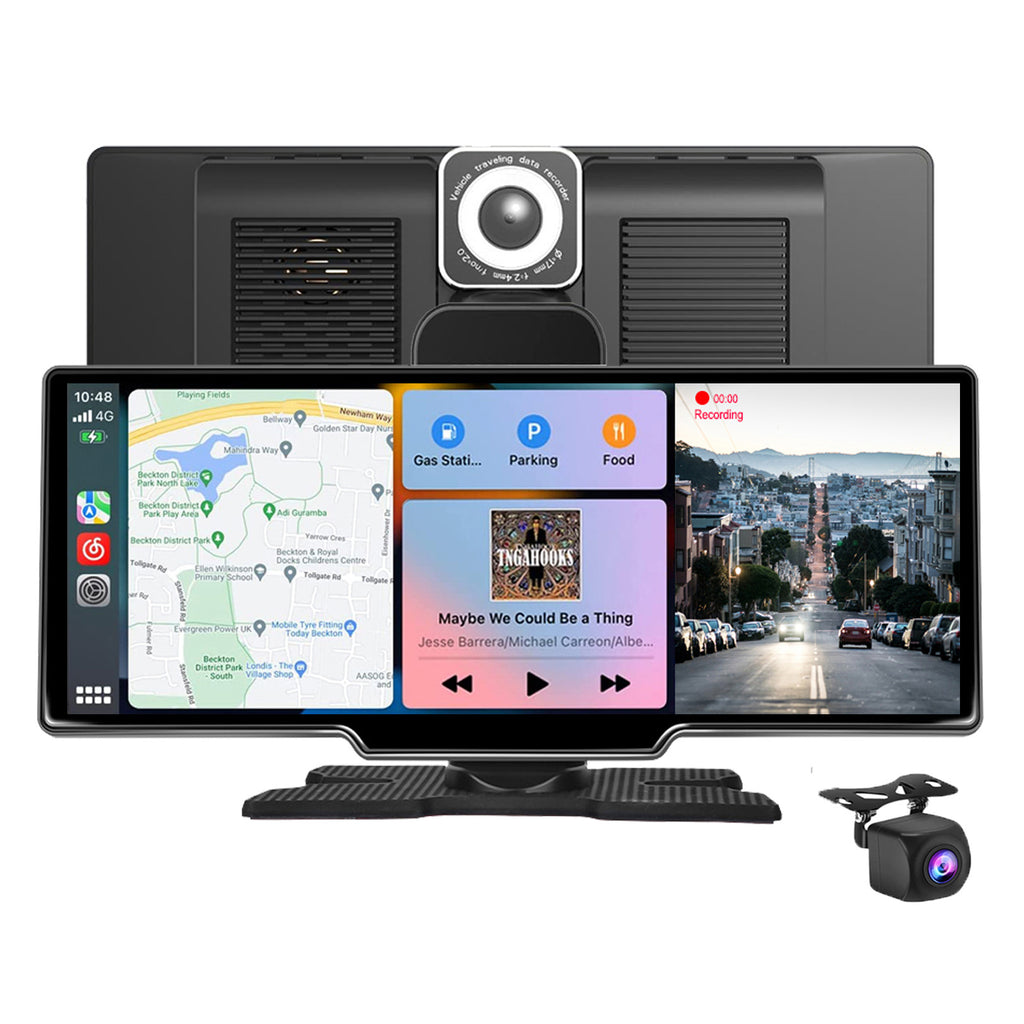 10.26 "Wireless CarPlay & Android Auto Screen | 4K Dual Dash Cam