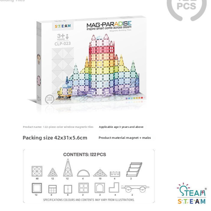Diamond Surface Magnetic Tiles Stem  Building Block set Translucent Geometric 3D kits