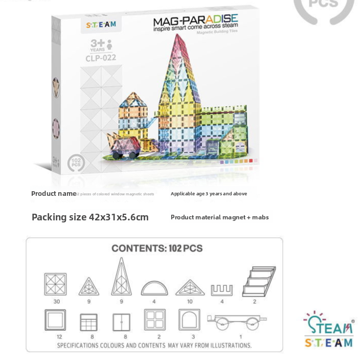 Diamond Surface Magnetic Tiles Stem  Building Block set Translucent Geometric 3D kits
