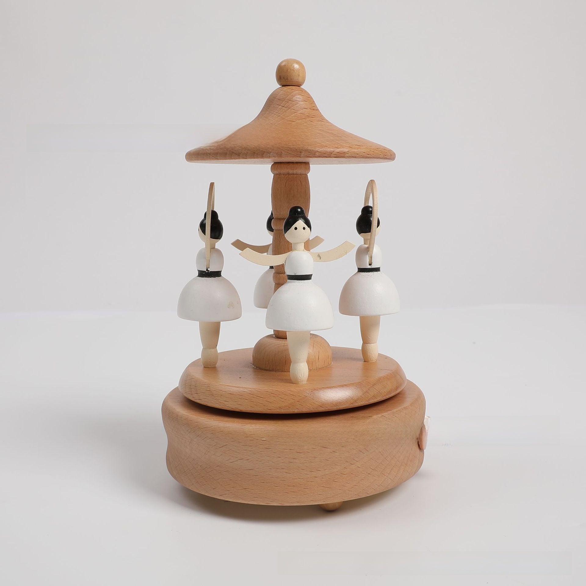 Wooden Carousel Music Box with Ballet Dancer