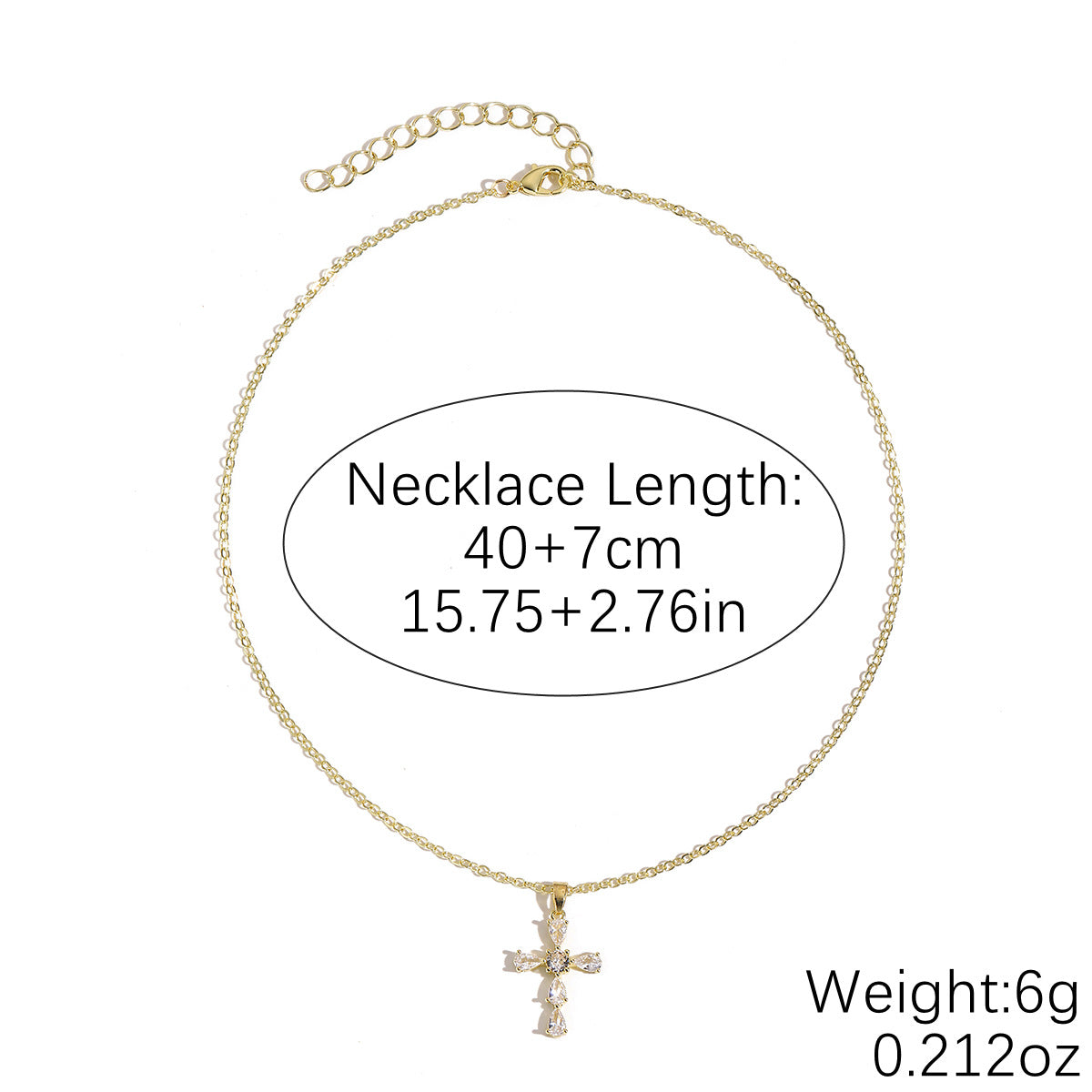 Zircon Cross Pendant Necklace