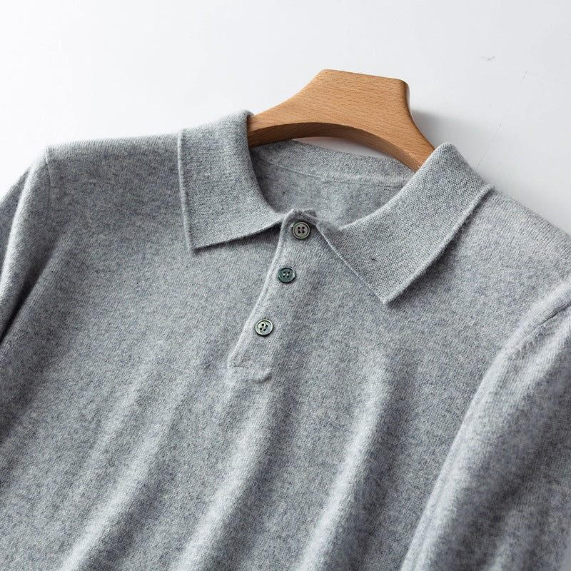 Mens Cashmere Blend Polo Sweater