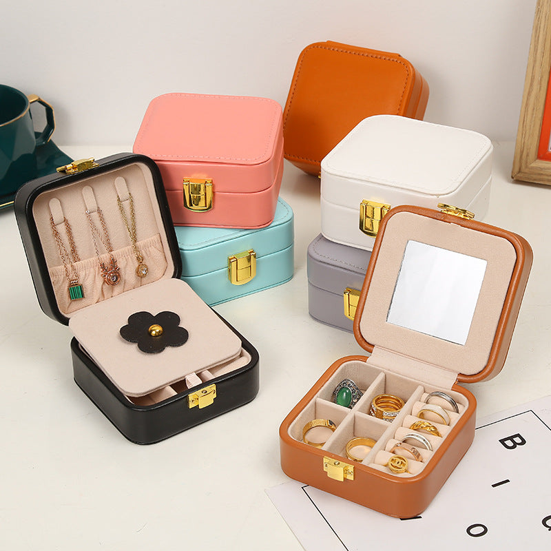 Portable Leather Jewelry Storage Box