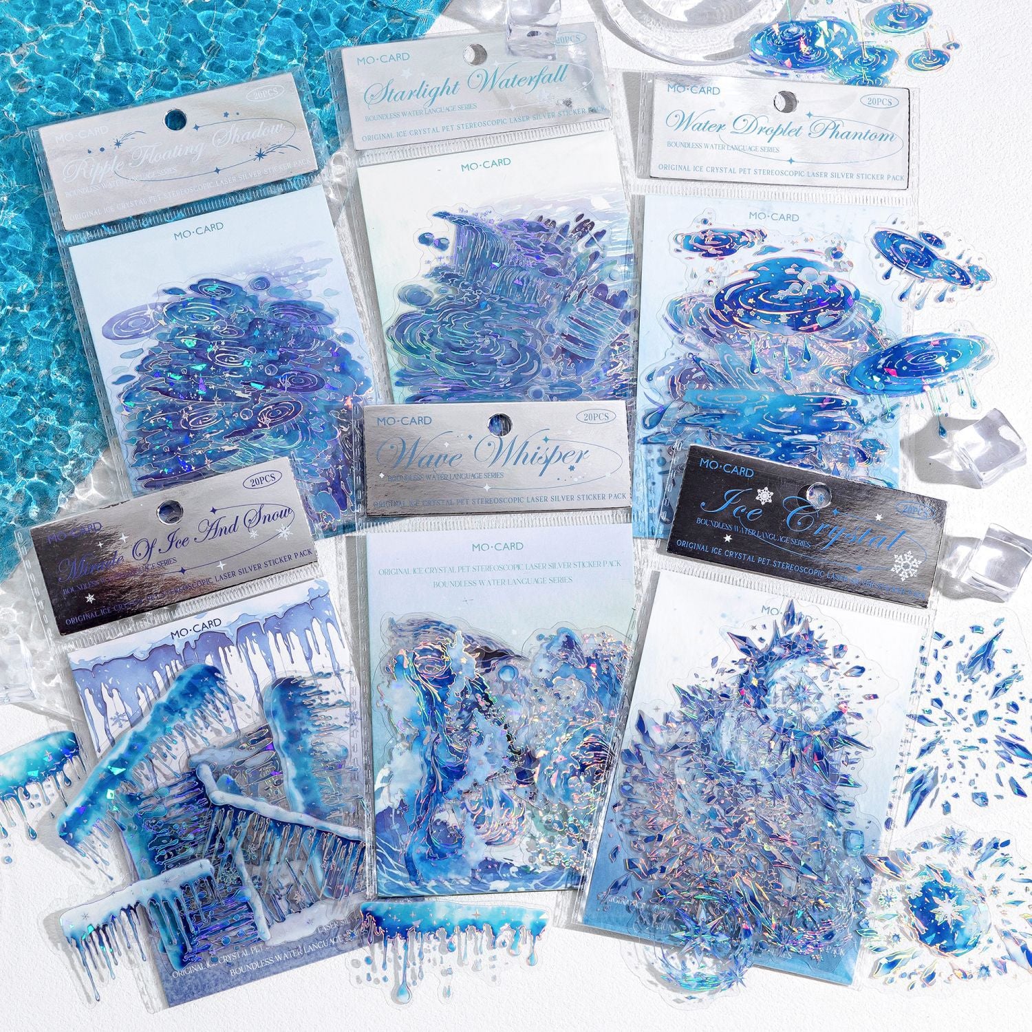 3D Laser Silver PET Stickers for DIY Decoration