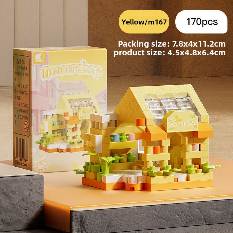 Mini Street View Building Blocks Set-Micro Architecture City Creator Bricks Toy, DIY Educational Village Model Kits for Kinds & Adults (Cafes, Shops & Castles)