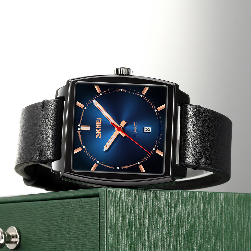 Men's Luminous Water Resistant Leather Strap Quartz Watch