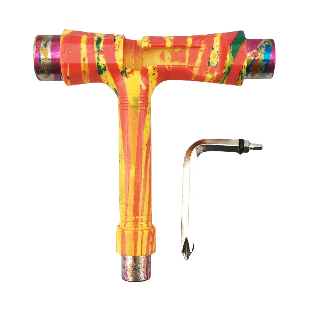 Multi-functional skateboard T-shaped tool