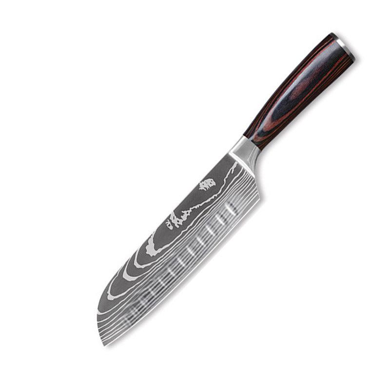 Japanese-Style Damascus Kitchen Knife Set | Professional Wood Handle Chef Knife Collection