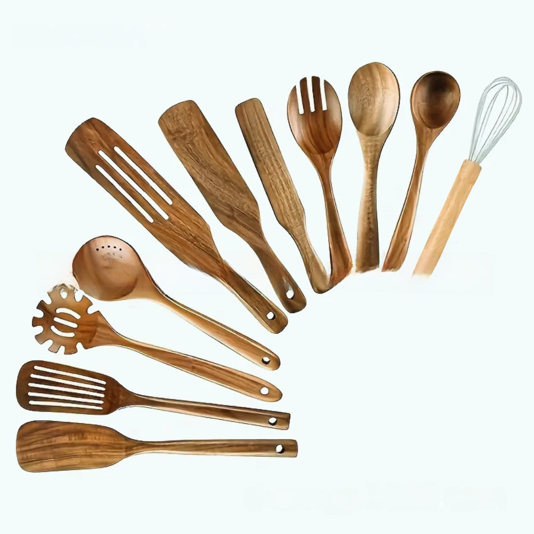 Acacia Wood 9-Piece Kitchen Utensil Set
