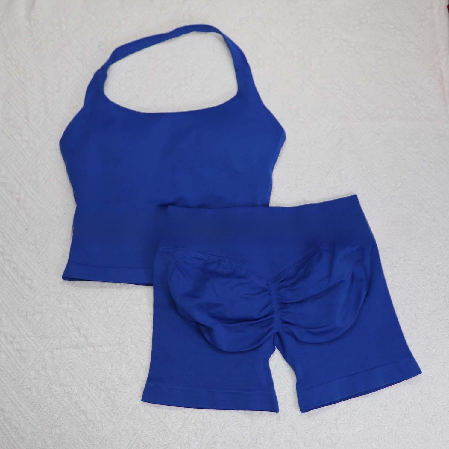 Seamless Yoga Halter Vest and Shorts Set