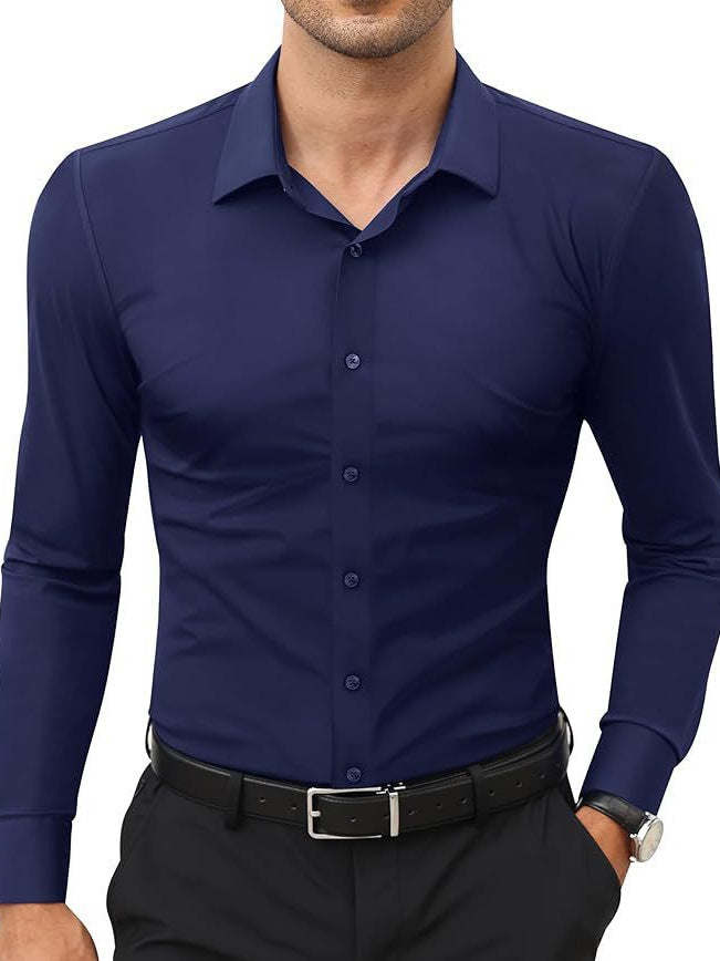 Mens Slim Fit Long Sleeve Business Shirt