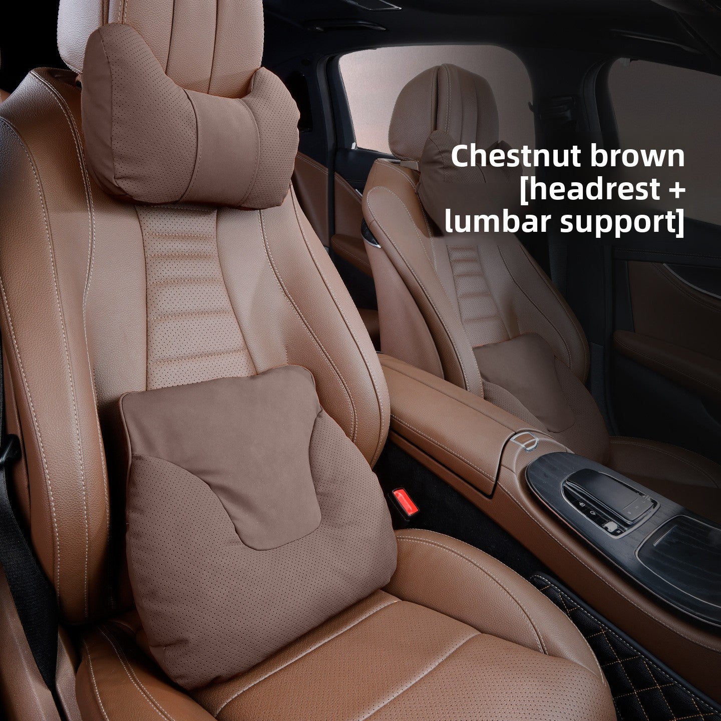 Car Headrest Neck Pillow and Lumbar Support Set