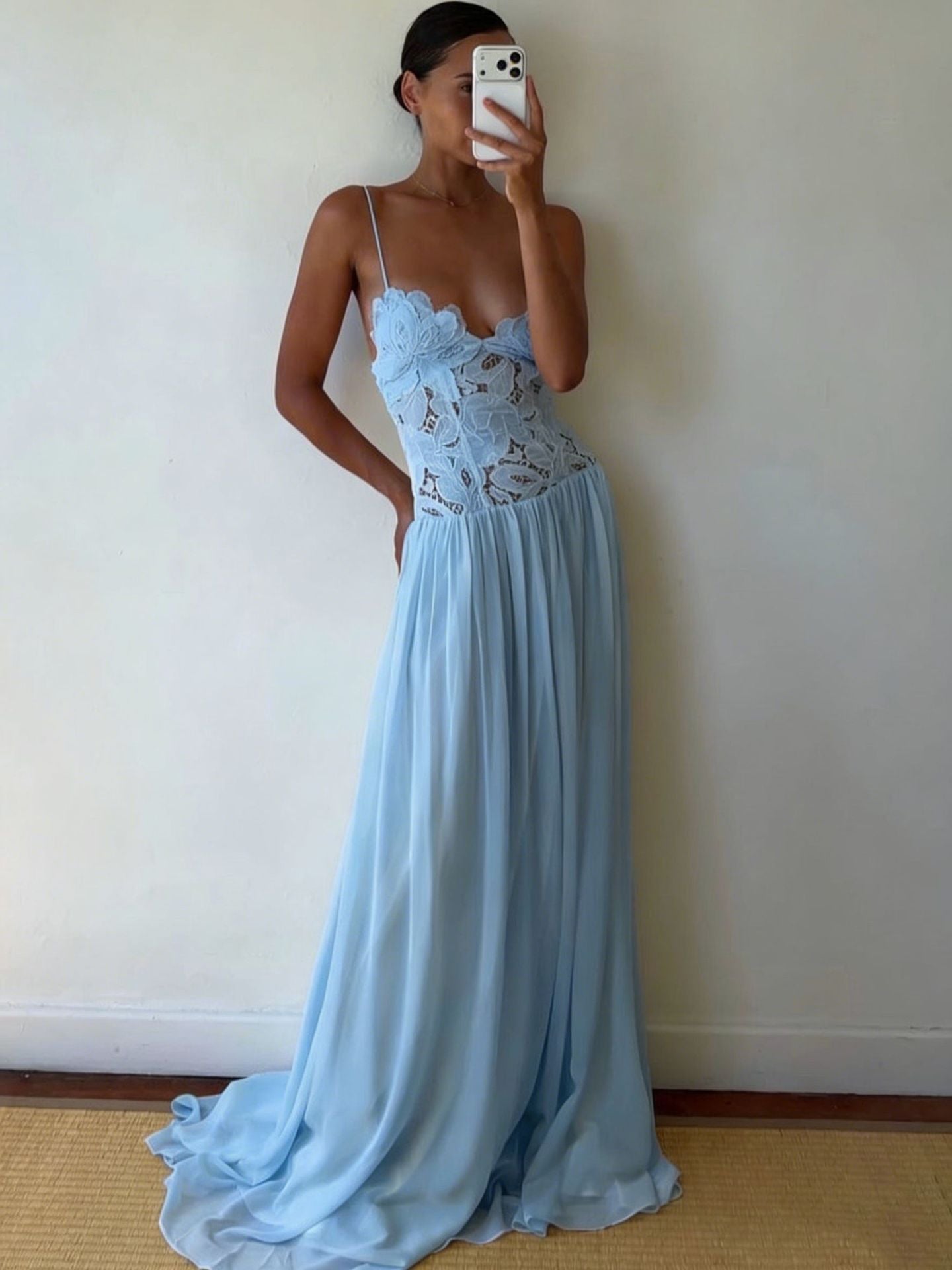Embroidered Chiffon Maxi Dress