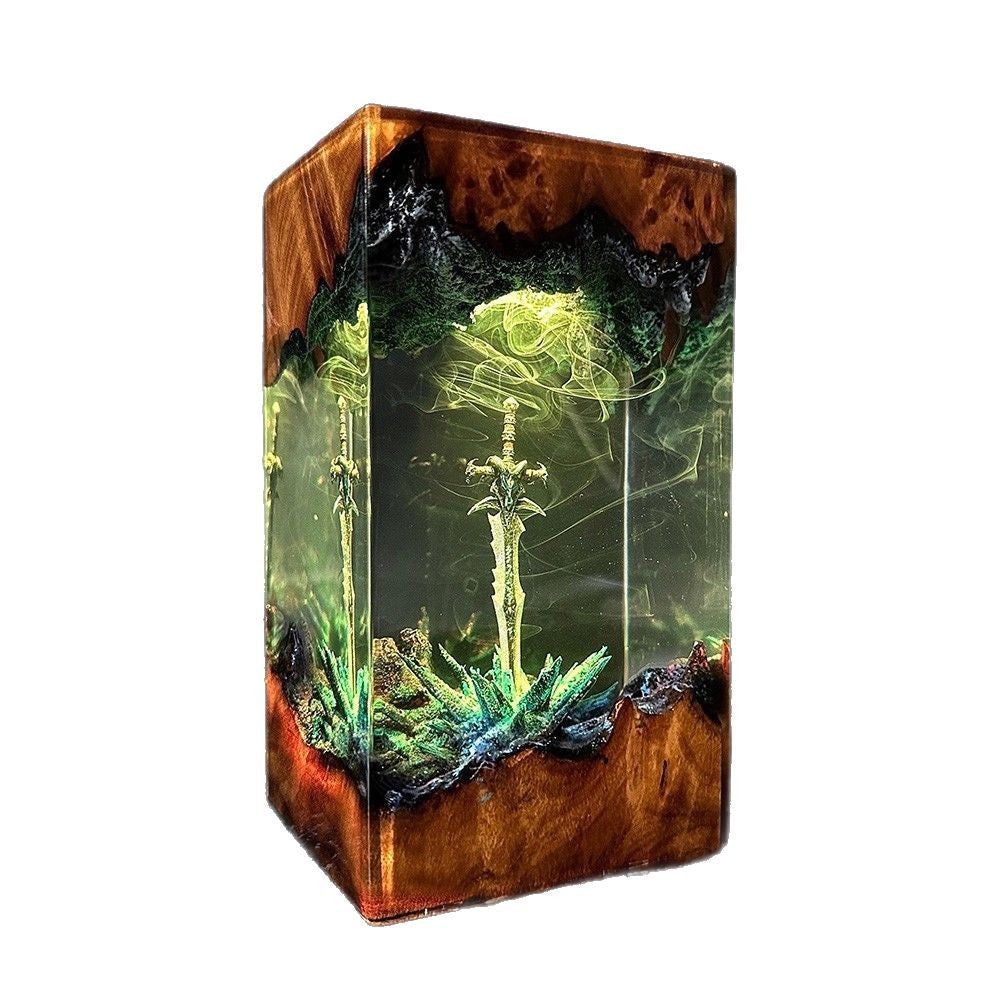 Magic Sword Night Light Solid Wood Resin Art Lamp