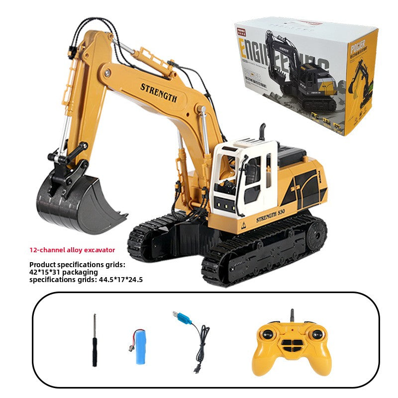 Large Alloy Remote Control Excavator – Gesture Sensor, Water Spray, Light & Music Functions