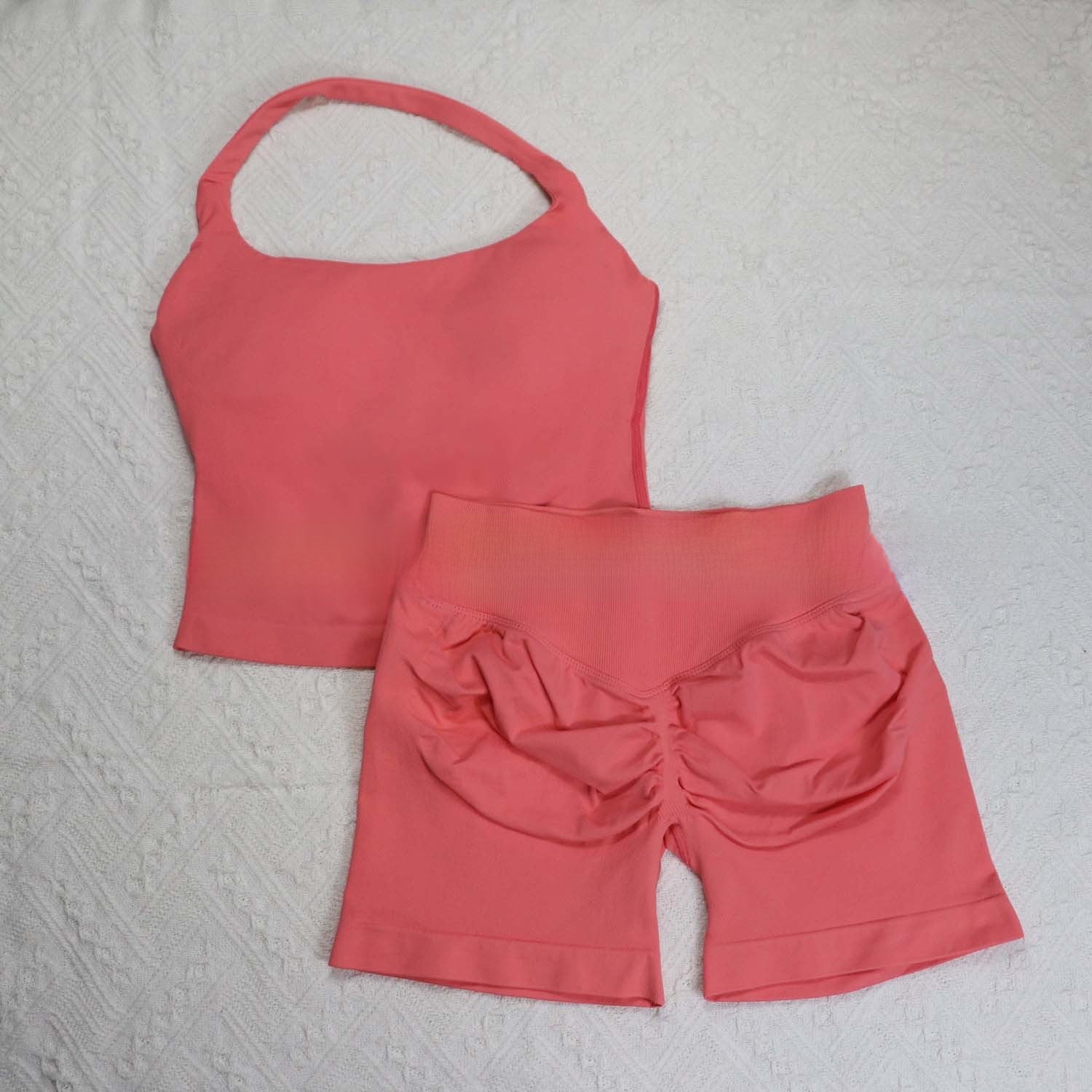 Seamless Yoga Halter Vest and Shorts Set