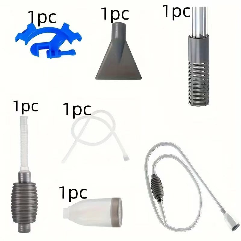 Multi-Function Aquarium Siphon Water Changer & Gravel Cleaner - Manual Fish Tank Sand Washer Vacuum Kit with Duckbill Attachment (1.5m - 3m)