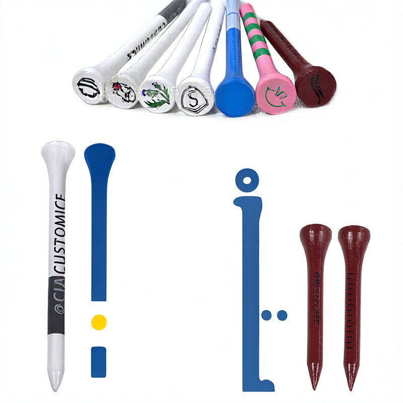 Wood Fiber Golf Tees with Customizable Stripes