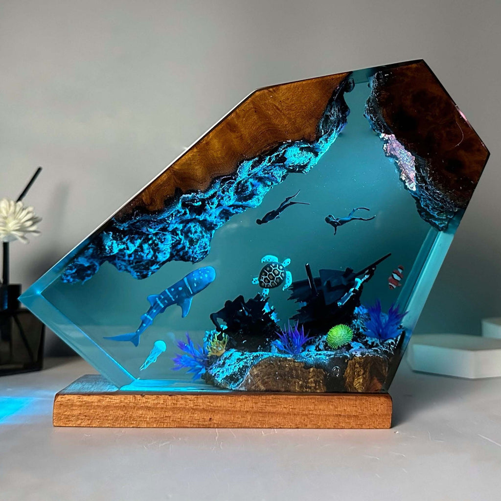 Handcrafted Submarine Deep-Sea Resin Art Lamp | Luxury Ocean-Themed Architectural Ambient Night Light