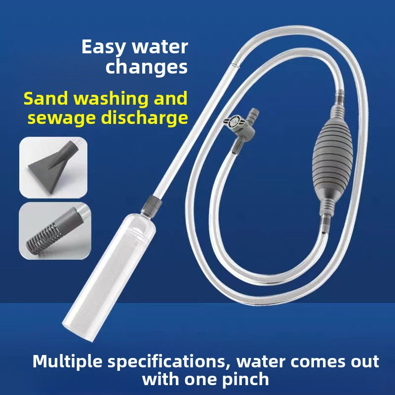 Multi-Function Aquarium Siphon Water Changer & Gravel Cleaner - Manual Fish Tank Sand Washer Vacuum Kit with Duckbill Attachment (1.5m - 3m)