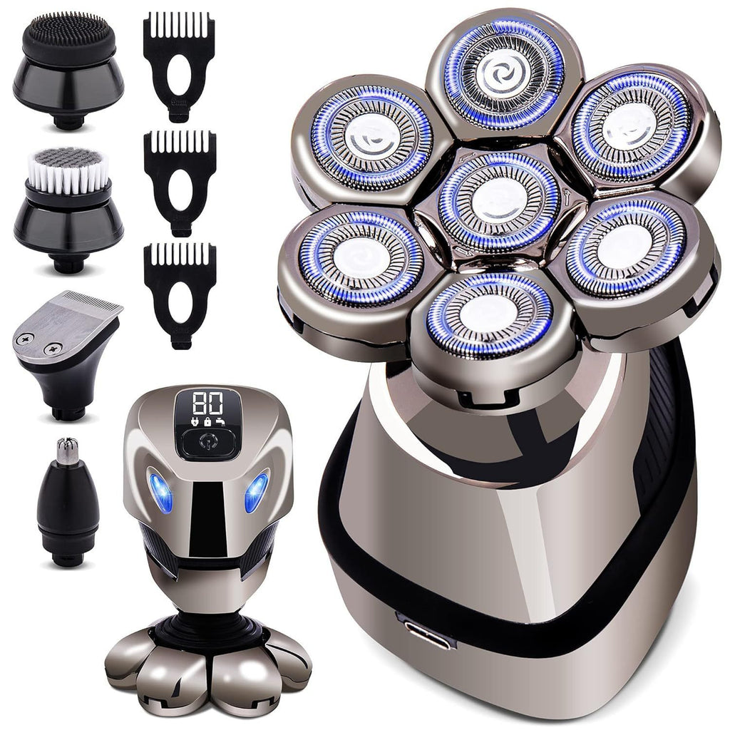 Versatile 7D Electric Shaver for Men – Full Body Washable Grooming Tool with Digital Battery Indicator