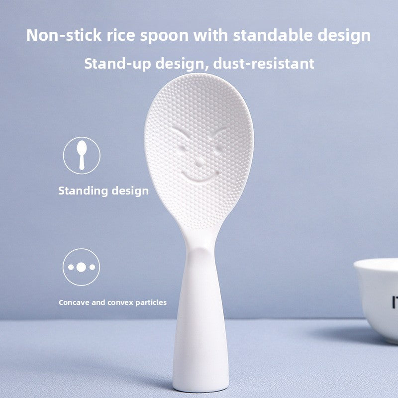 Standing Non-Stick Rice Paddle with Smiley Face | Cute Japanese Style Self-Standing Rice Spoon | Food-Grade Plastic