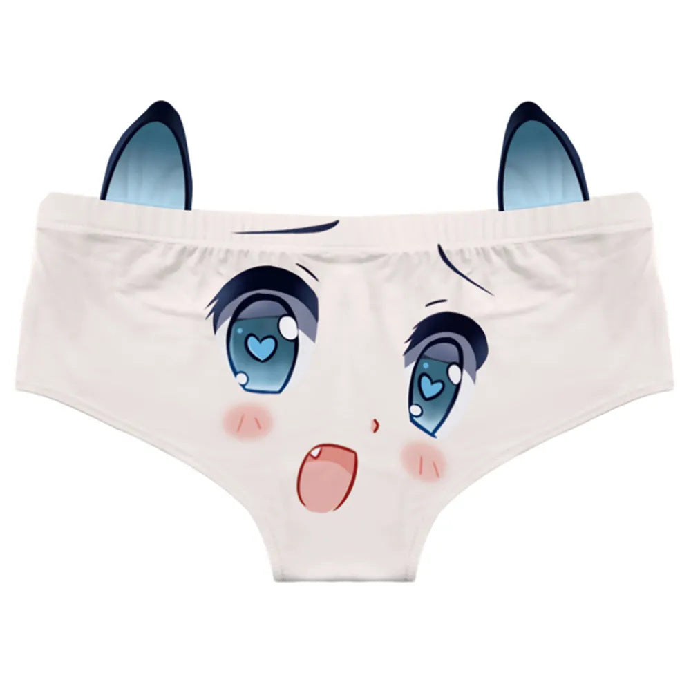 Mid-low waist half-sleeved cartoon anime thong pants
