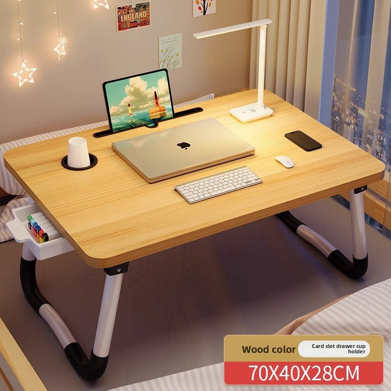 Foldable Bed Table with Storage Options