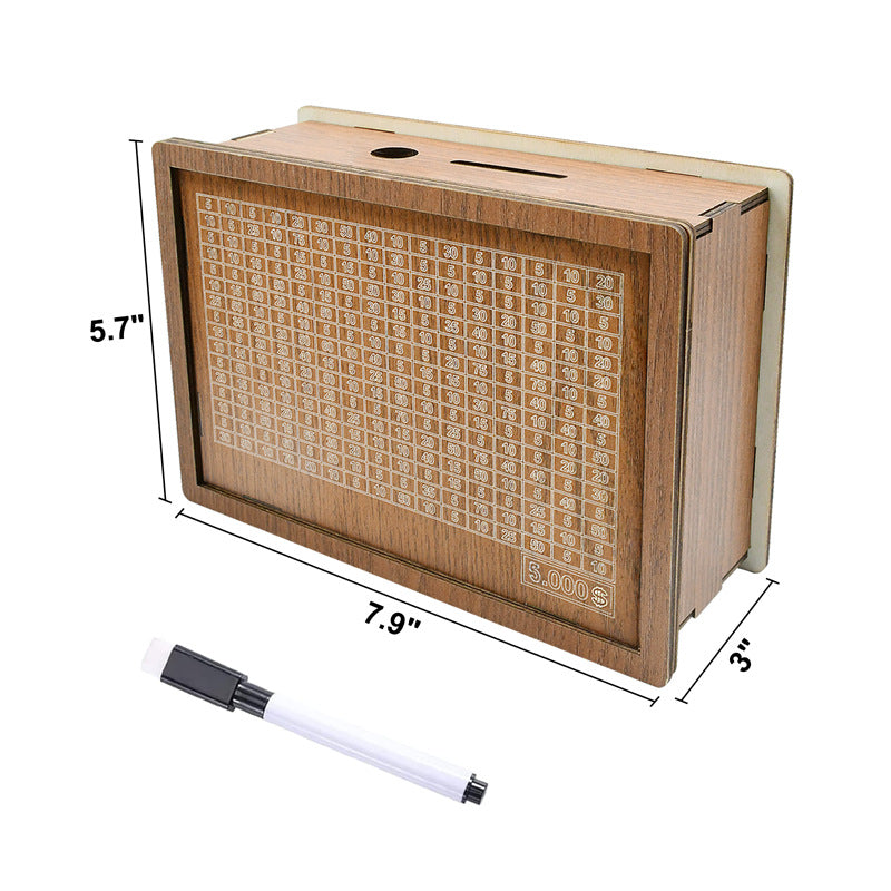 Wooden Money Box with Savings Counter