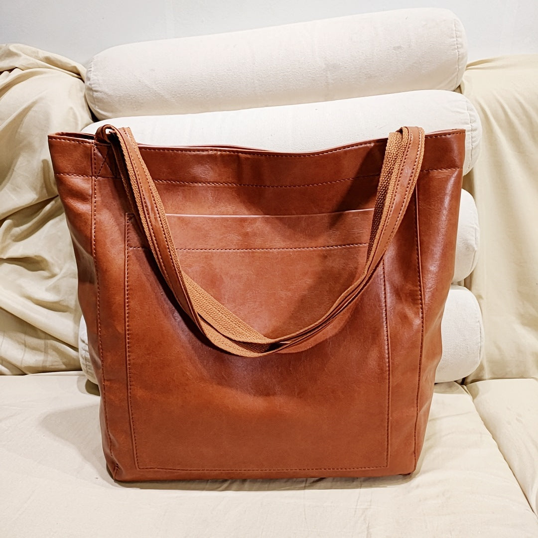 Womens Retro Leather Tote Bag