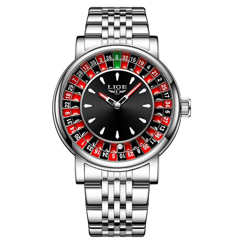 Mens Roulette Luminous Waterproof Quartz Watch
