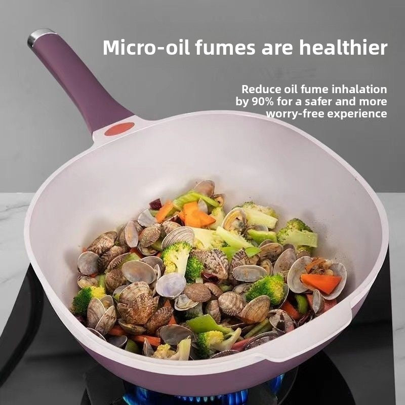 Premium Titanium Ceramic Non-Stick Frying Pan | Eco-Friendly Low-Fume Cooking Pot | Universal Stovetop Pan With Upright Standing Lid