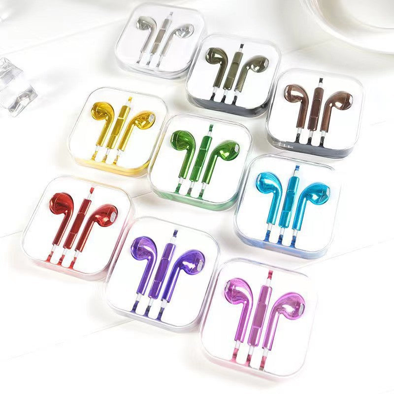 Metallic Electroplated Wired Earphones-3.5mm In-Ear Headphones with Microphone
