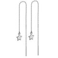 Stainless Steel Long Threader Earrings - Minimalist Star & Crystal Tassel Drop Jewelry